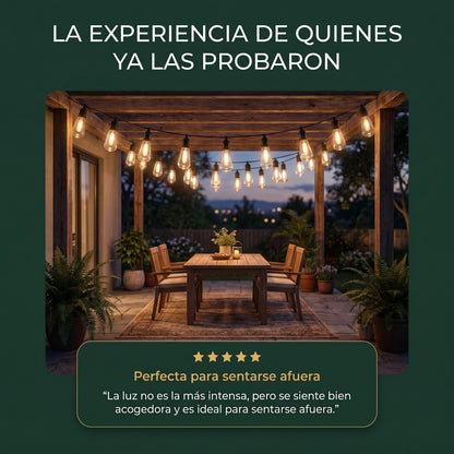 Guirnalda Solar Lumus Aura 20M®, Luz Cálida para Terraza y Jardín.